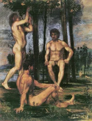 Three Young Men beneath Orange Trees