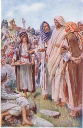 The loaves and the fishes, illustration from Harold Copping Pictures: The Crown Series, c.1920s