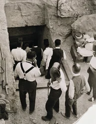 A party going down the steps to the Tomb of Tutankhamun, Valley of the Kings