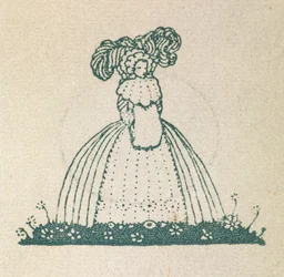 Illustration of a Woman Wearing a Large Dress