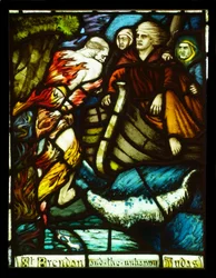 The Meeting of St. Brendan with the Unhappy Judas, stained glass window by Harry Clarke