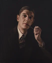 Portrait of a man smoking a pipe