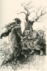 Alice Brown and Her Mother. Illustration by Harry Furniss for the Charles Dickens novel