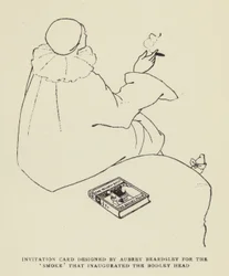 Invitation card designed by Aubrey Beardsley for the Smoke that inaugurated the Bodley Head