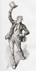 Mark Tapley, Illustration by Harry Furniss for the Charles Dickens Novel Martin Chuzzlewit, 1910