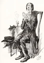 Stiggins. Illustration by Harry Furniss for the Charles Dickens Novel The Pickwick Papers, from The Testimonial Edition, Published 1910.