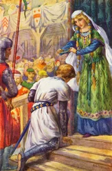 I bestow on thee this chaplet, Sir Knight