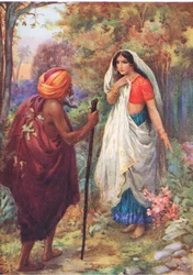 May I rest awhile in this pleasant spot. From the Adventures of Rama and Sita, illustration from 