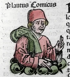 Portrait of the comic author Plaute (Titus Maccius Plautus) (259/251-184 BC) Xylography of “Chronicles of Nuremberg” by Hartmann Schedel