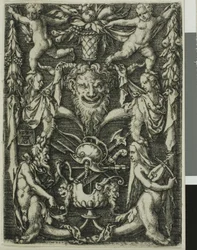 Ornamental Design with a Couple of Satyrs, Children and a Trophy