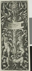 Panel of Ornament with Two Nude Boys Standing on the Legs of a Satyr
