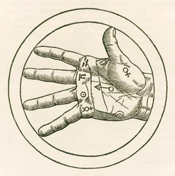 The Hand of Palmistry Engraving from Heinrich Cornelius Agrippa von Nettesheim (1486-1535) De Occulta Philosophia Libri Tres