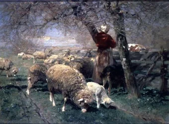 A Shepherdess and Sheep in a Landscape