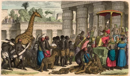 Ancient Egypt: Ethiopians bring their tributes before the Pharaoh