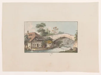View of a House by a Bridge in Orbe