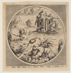 Mythological Marine Subject in a Roundel