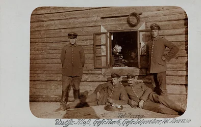 First World War: the Ukraine in the years 1914-1916 during the invasion of the German army. Group of soldiers