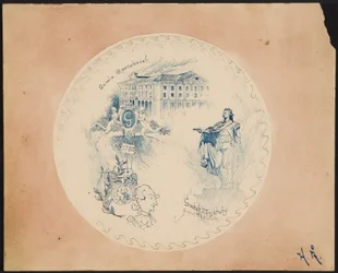 Plate with Stockholm Motif, Old Opera House against Pink Background