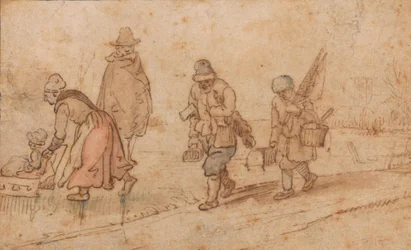 Figures in a winter landscape