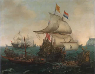 Dutch Ships Ramming Spanish Galleys off the English Coast