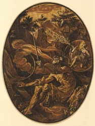 Demogorgon in the Cave of Eternity, Plate 1 of the Series “Demogorgon and the Divine Beings”