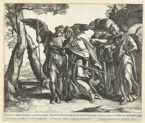 Lot Flees Sodom with His Wife and Daughters