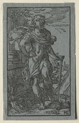 Young Man Standing with a Cane