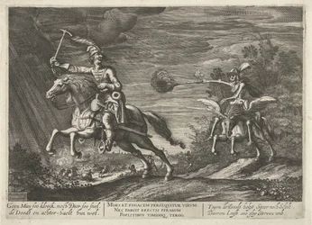 Rider and Death, No Man so Brave, nor Beast so Swift, Death Overtakes Them All (title on object)