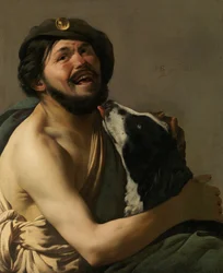 A Laughing Bravo with His Dog Diogenes