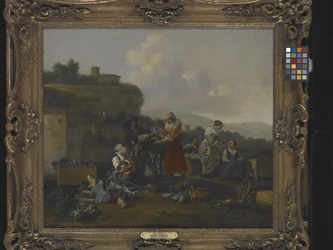 A Vegetable Market in Italy with Figures