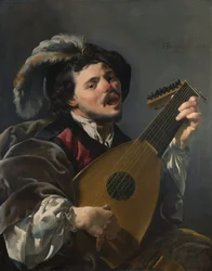 A Man Playing a Lute