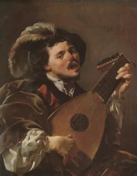 A Man Playing a Lute