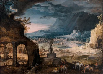 Landscape with a Statue of Saturnos/Allegory Of Time Passing By