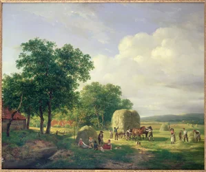 A Wooded Landscape with Haymakers