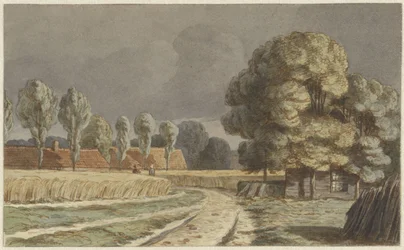 Cornfield Between Houses Under a Threatening Thunderstorm in Hilversum
