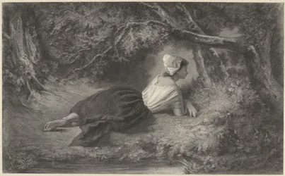 Girl Lying under Trees by Water
