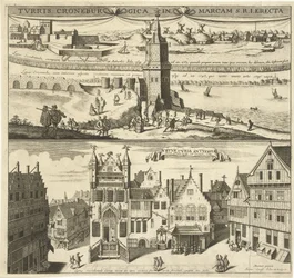 View of the Kroonenburg and the Old Town Hall of Antwerp