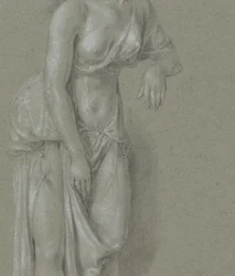 Figure Study of a Woman in Classical Garb, Standing Three-Quarters to the Right