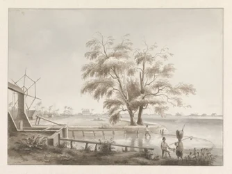 View of a Plantation with a Sluice on the Left
