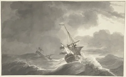 Two Ships at Sea in a Storm