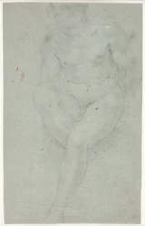 Male Model Study, Seated with Right Leg Drawn Up