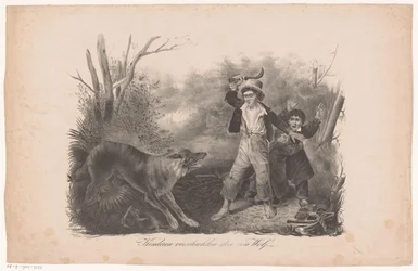 Children and a Wolf in the Forest