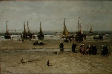 Coastal Landscape with Fishing Vessels and Fisherfolk