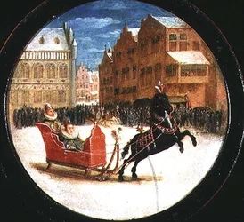 Winter Landscape with Figures in a Horsedrawn Sleigh