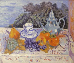Pomegranates, Persimmon, Tin