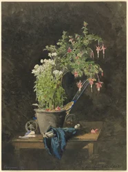 A Potted Fuchsia with Children