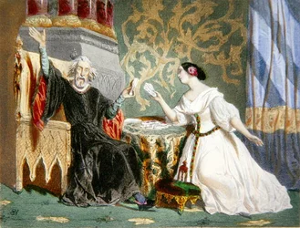 Rosine Stolz and Paul Barroilhet in Act II of the opera 