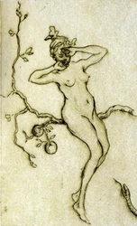 Nude woman waking up