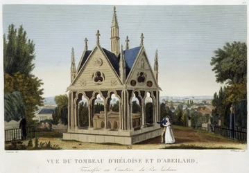 Tomb of Héloïse and Abélard at Père Lachaise, ca. 1820 - in Views of Paris by Courvoisier
