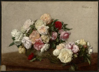 Roses in a Bowl and Dish